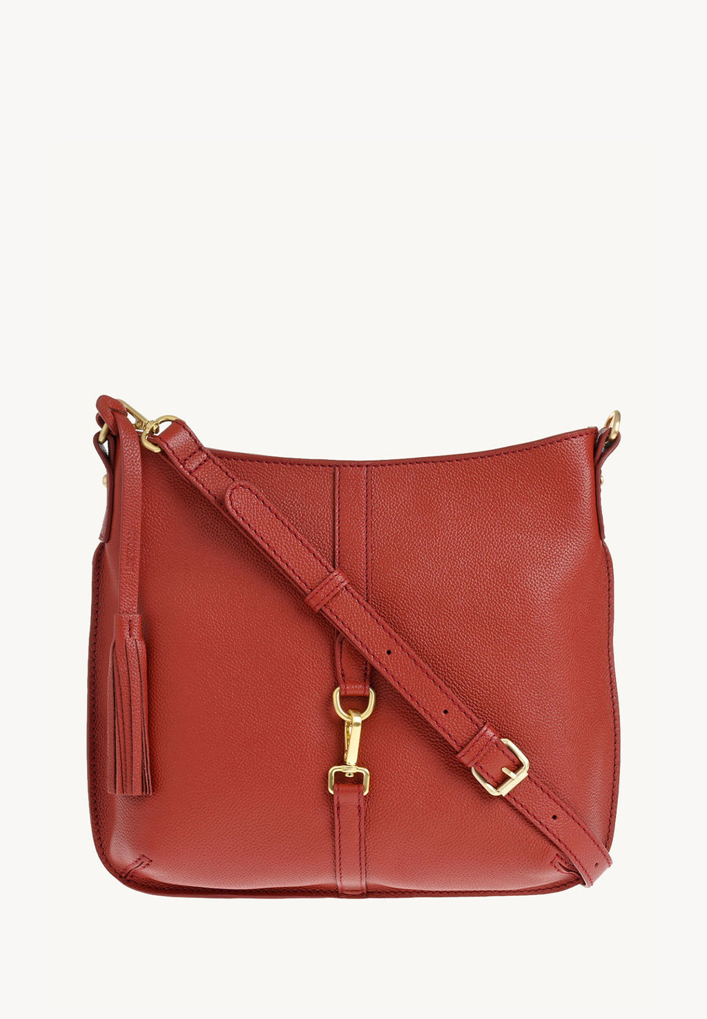 CELIA - Sac besace en cuir grainé avec mousqueton