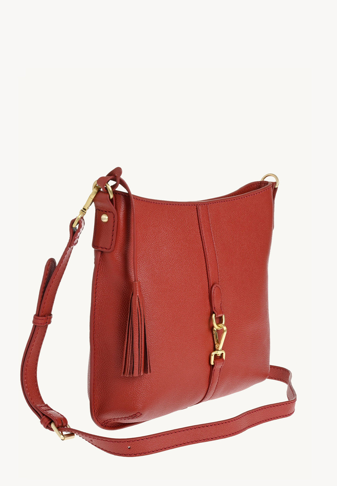 CELIA - Sac besace en cuir grainé avec mousqueton