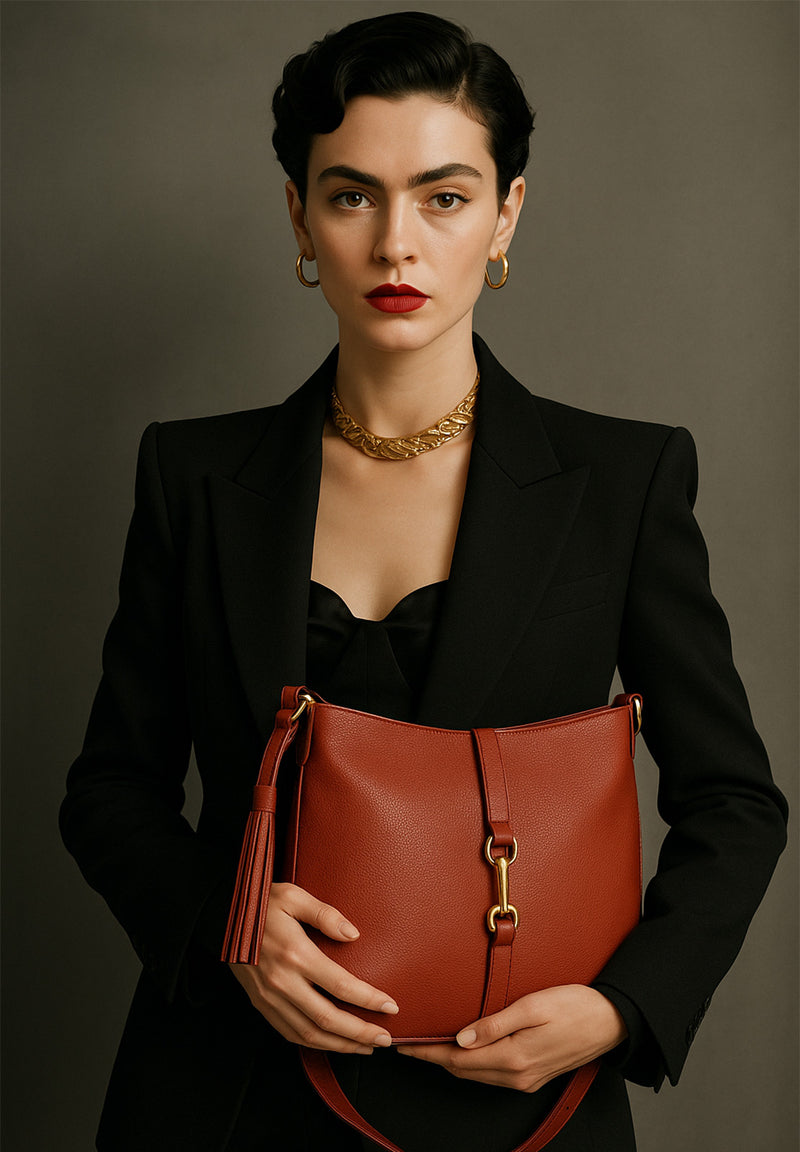 CELIA - Sac besace en cuir grainé avec mousqueton