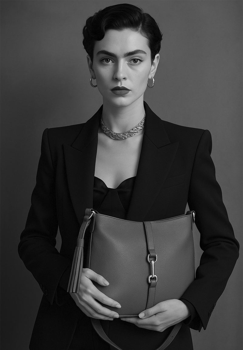 CELIA - Sac besace en cuir grainé avec mousqueton