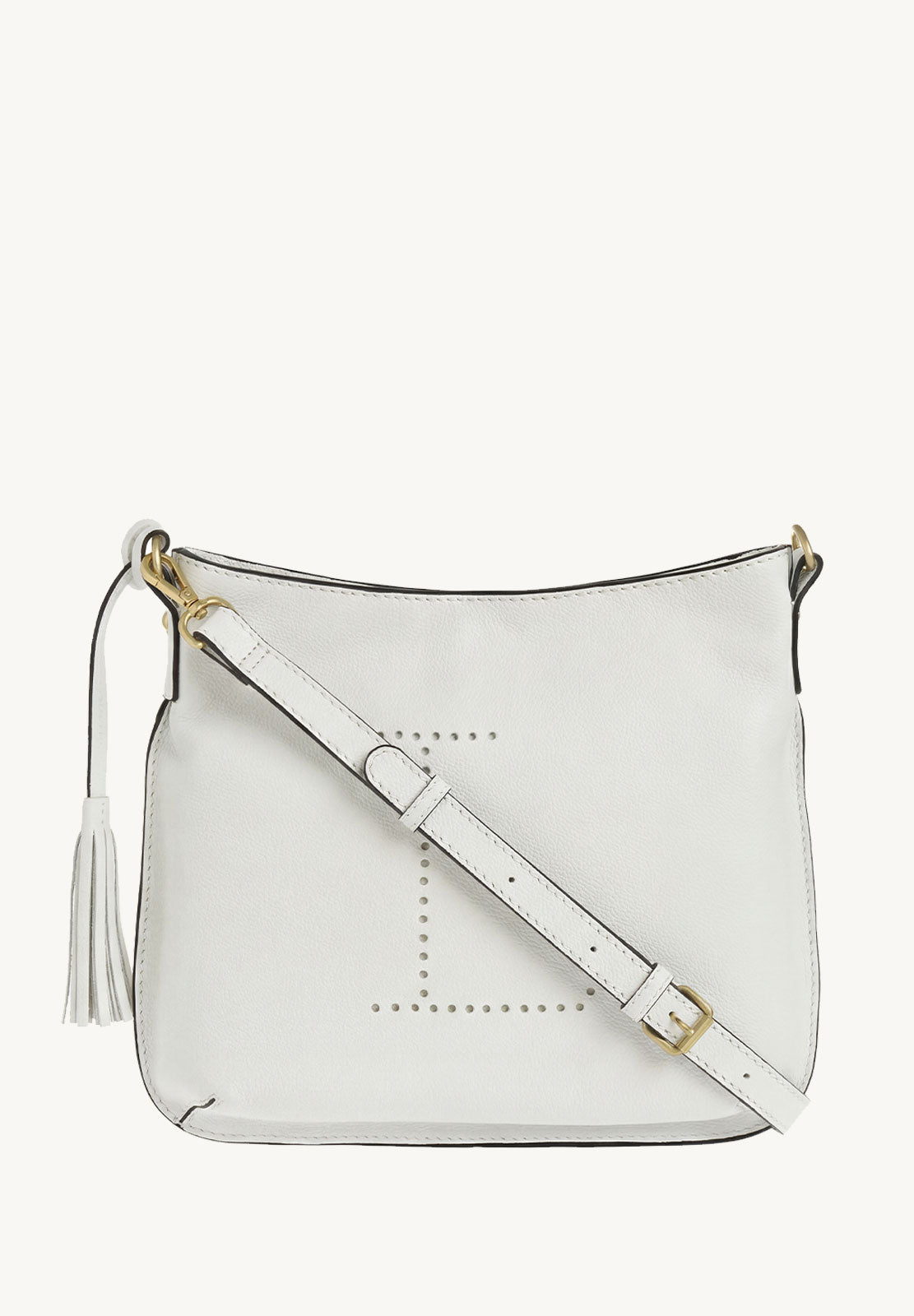 CELIA L - Sac besace en cuir grainé Craie