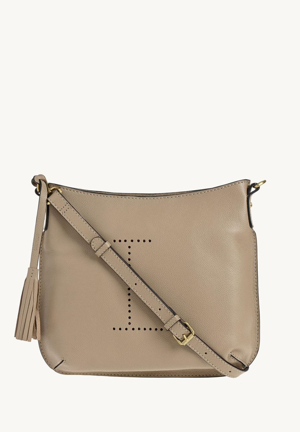 CELIA L - Sac besace en cuir grainé Mastic