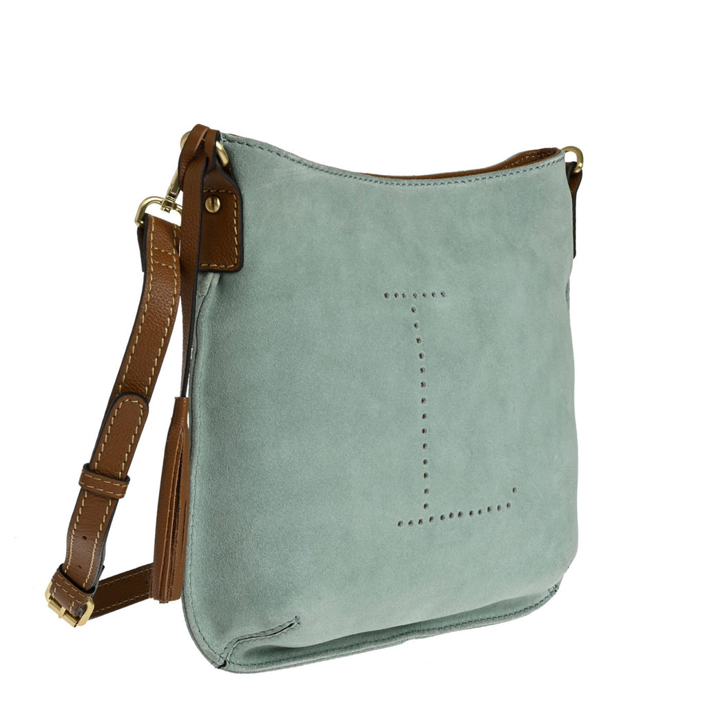 CELIA L - Suede leather messenger bag