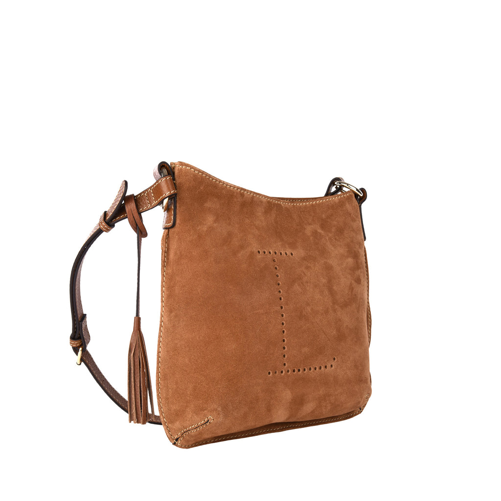 CELIA L - Sac besace en cuir velours