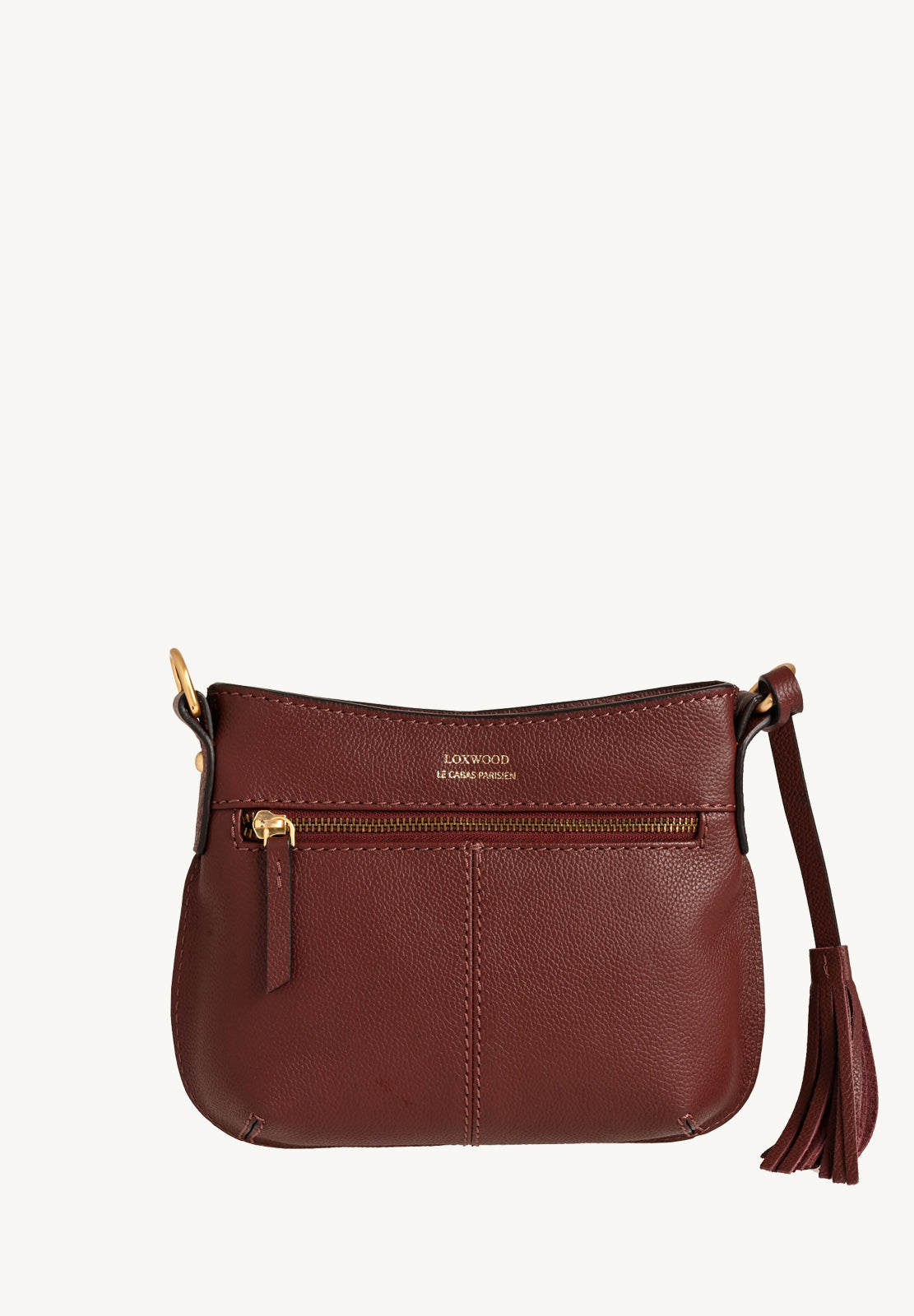 MINI CELIA - Petit sac besace en cuir grainé Bordeaux