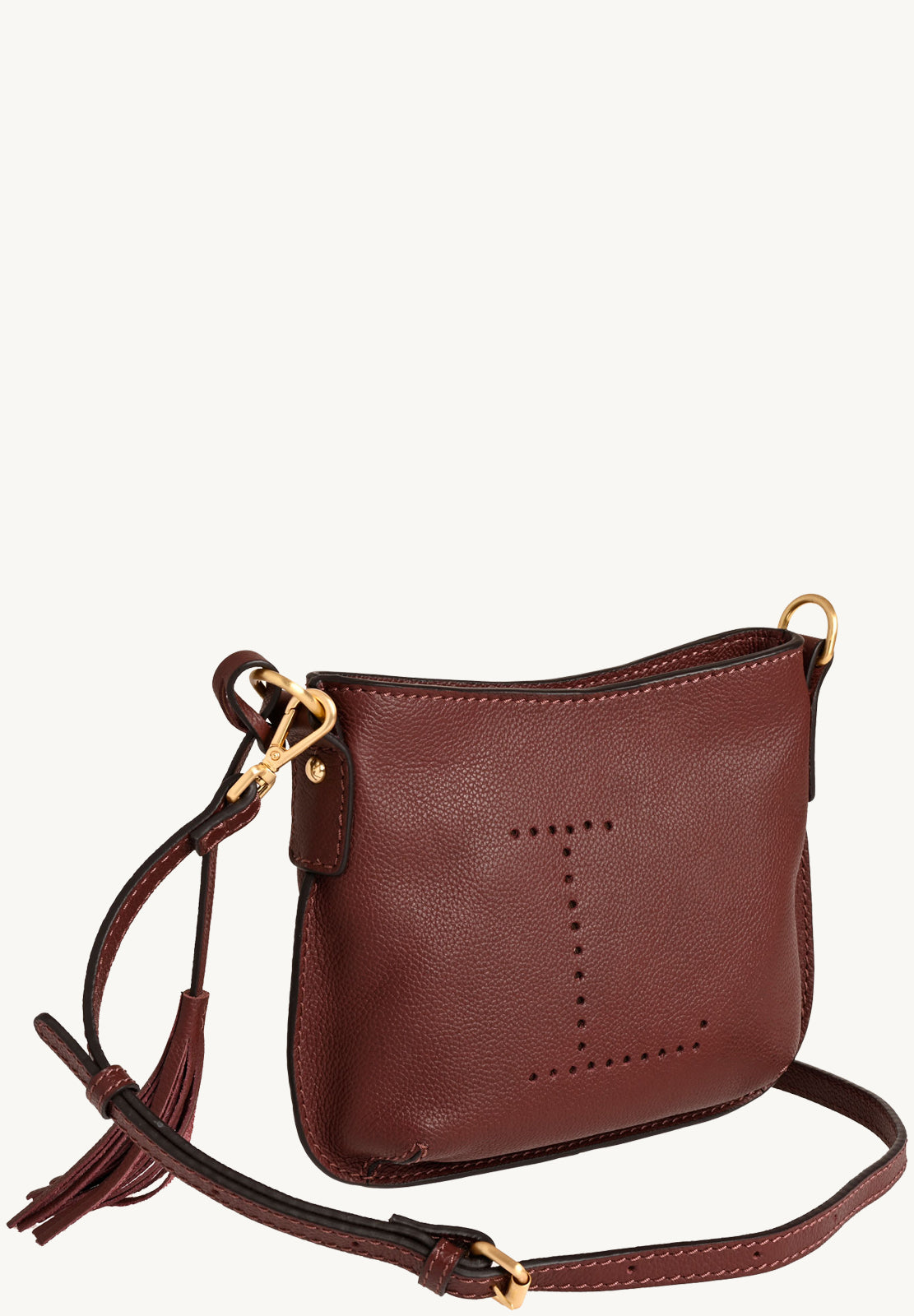 MINI CELIA - Petit sac besace en cuir grainé Bordeaux