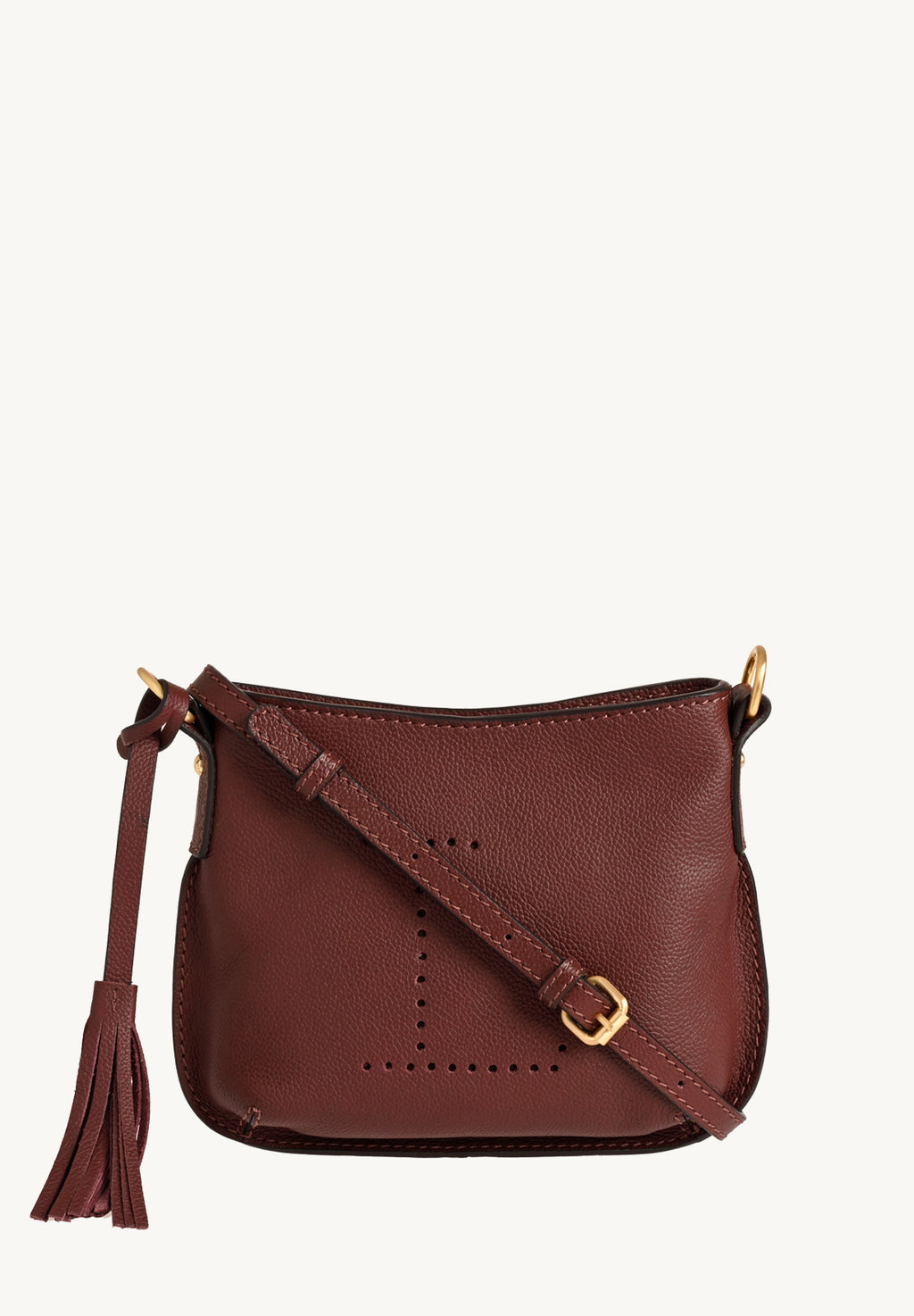 MINI CELIA - Petit sac besace en cuir grainé Bordeaux