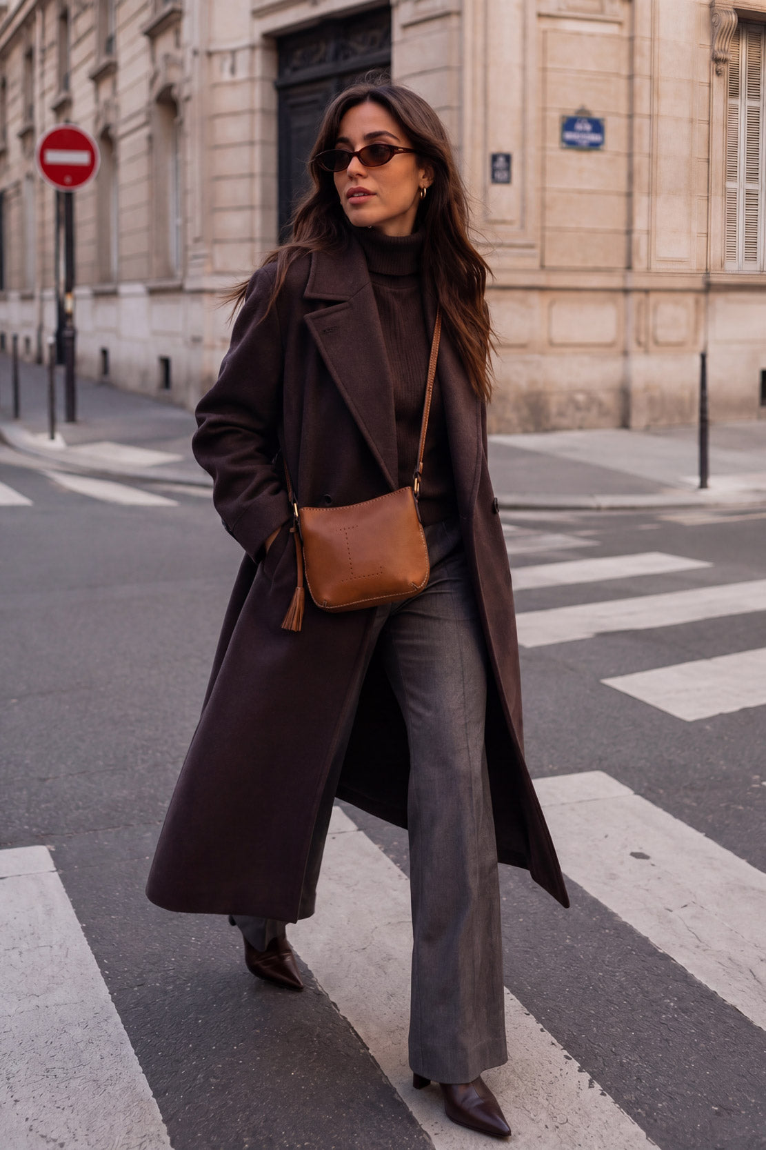 MINI CELIA - Petit sac besace en cuir grainé