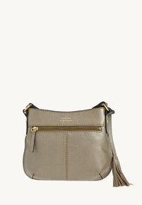MINI CELIA - Petit sac besace en cuir grainé Bronze