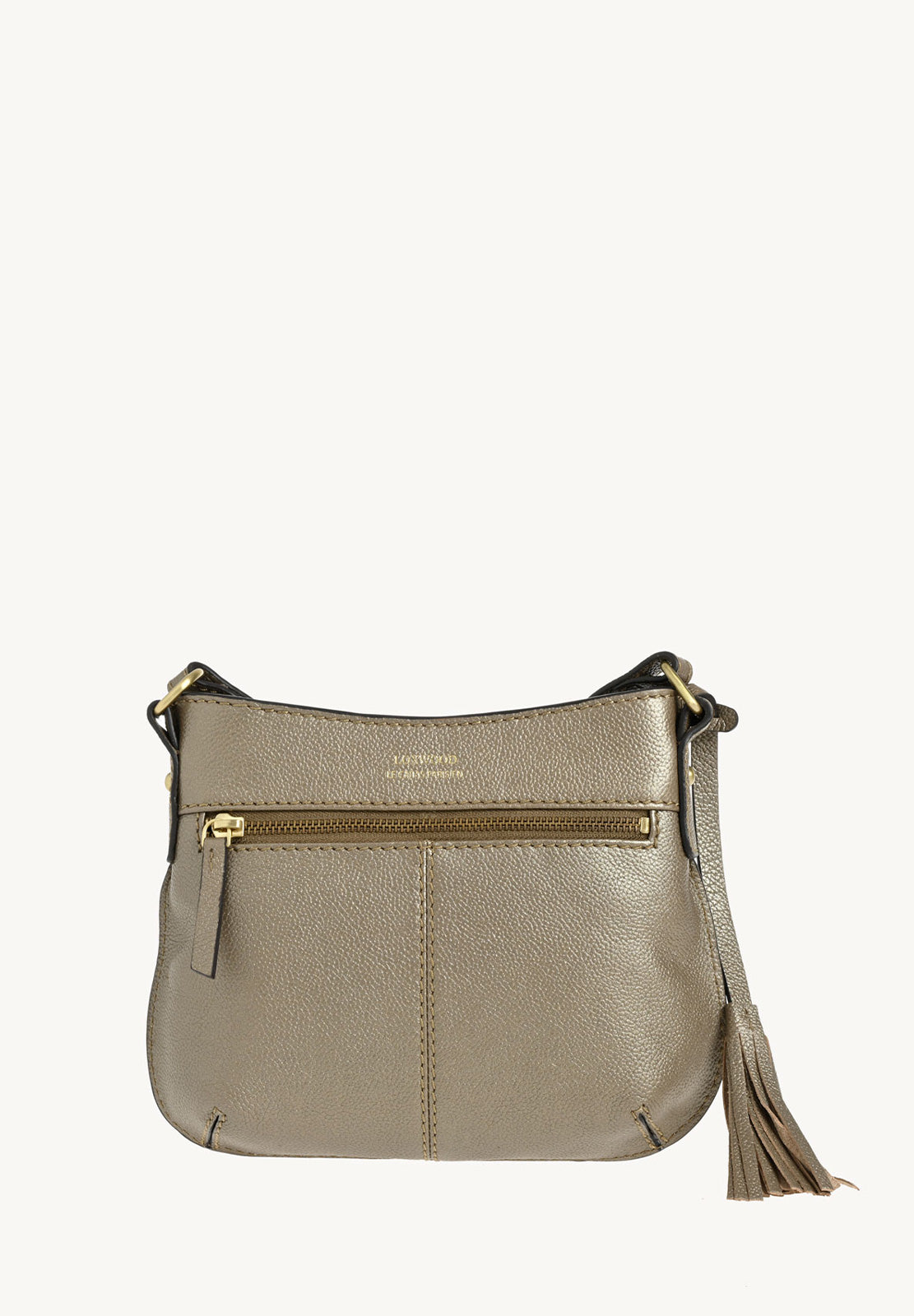 MINI CELIA - Petit sac besace en cuir grainé Bronze