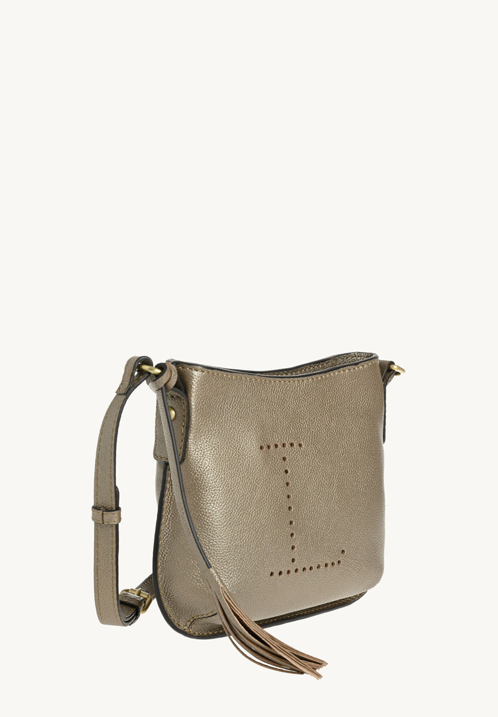 MINI CELIA - Petit sac besace en cuir grainé Bronze