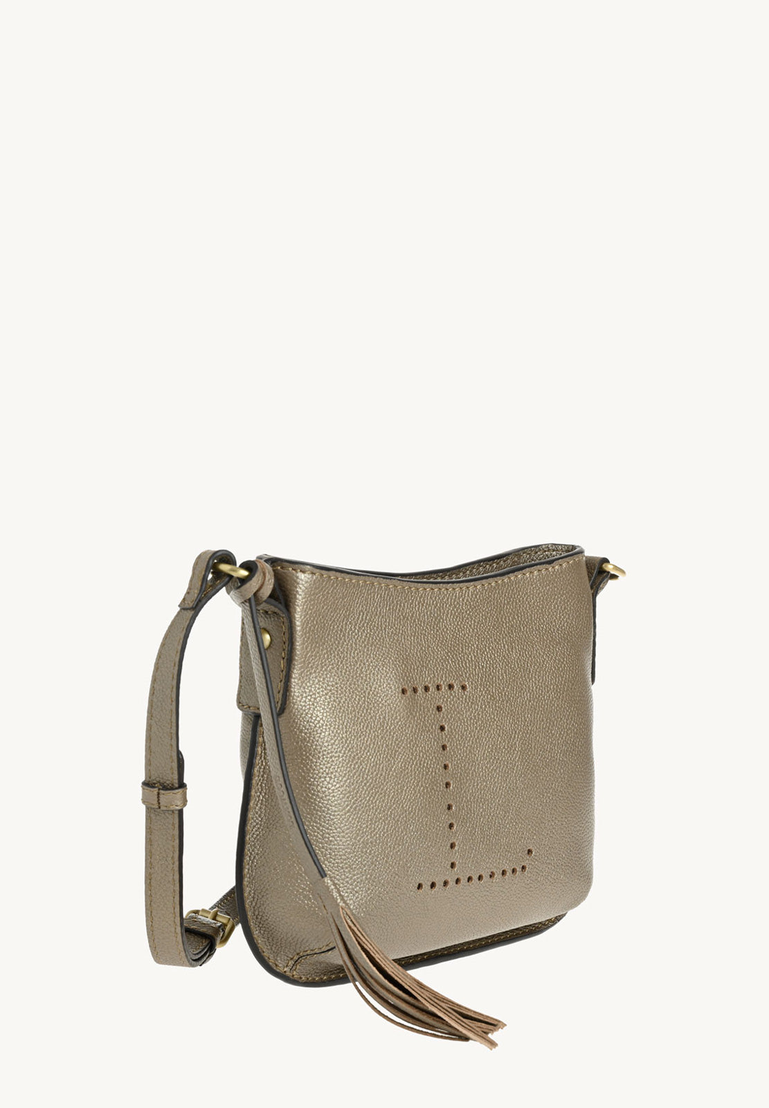 MINI CELIA - Petit sac besace en cuir grainé Bronze