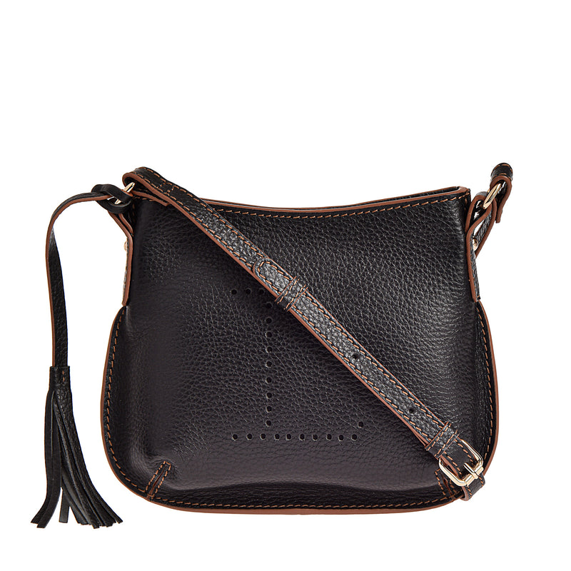 MINI CELIA - Small grained leather messenger bag