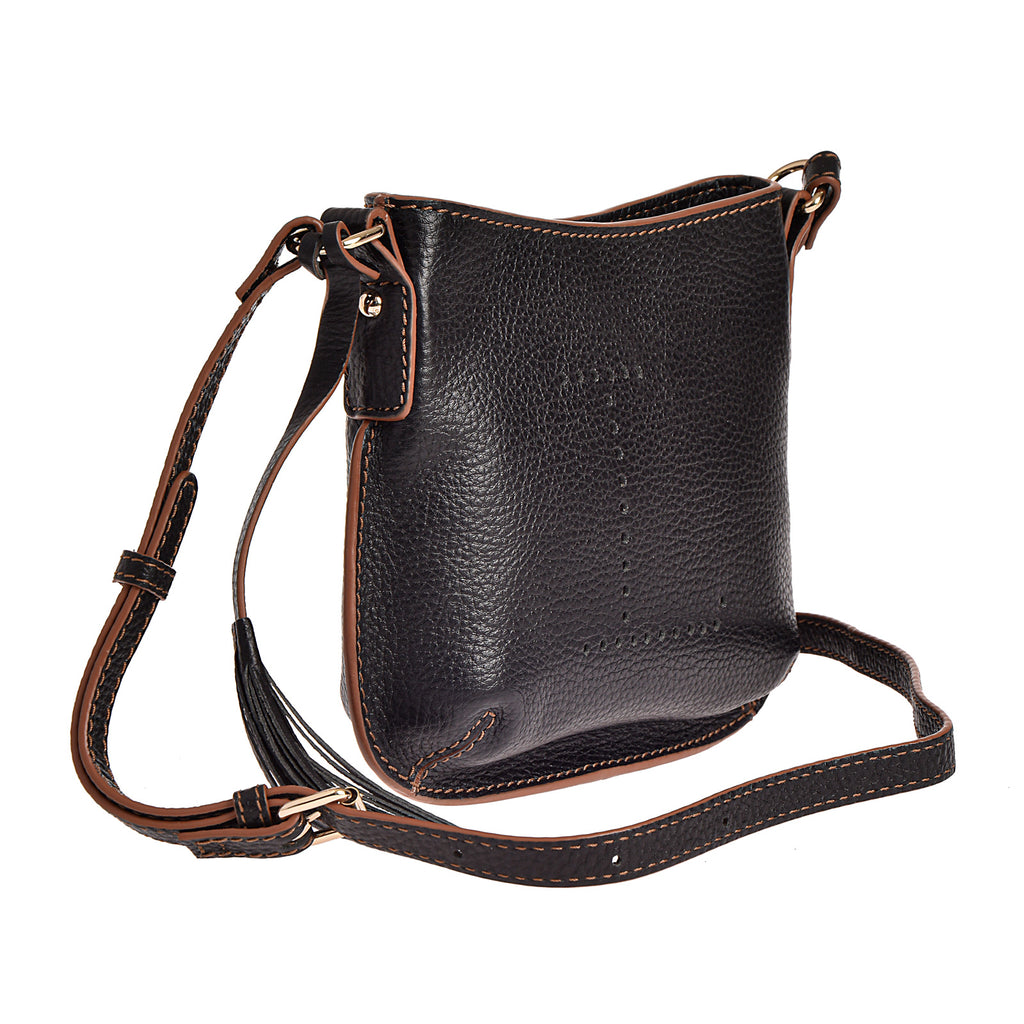 MINI CELIA - Small grained leather messenger bag