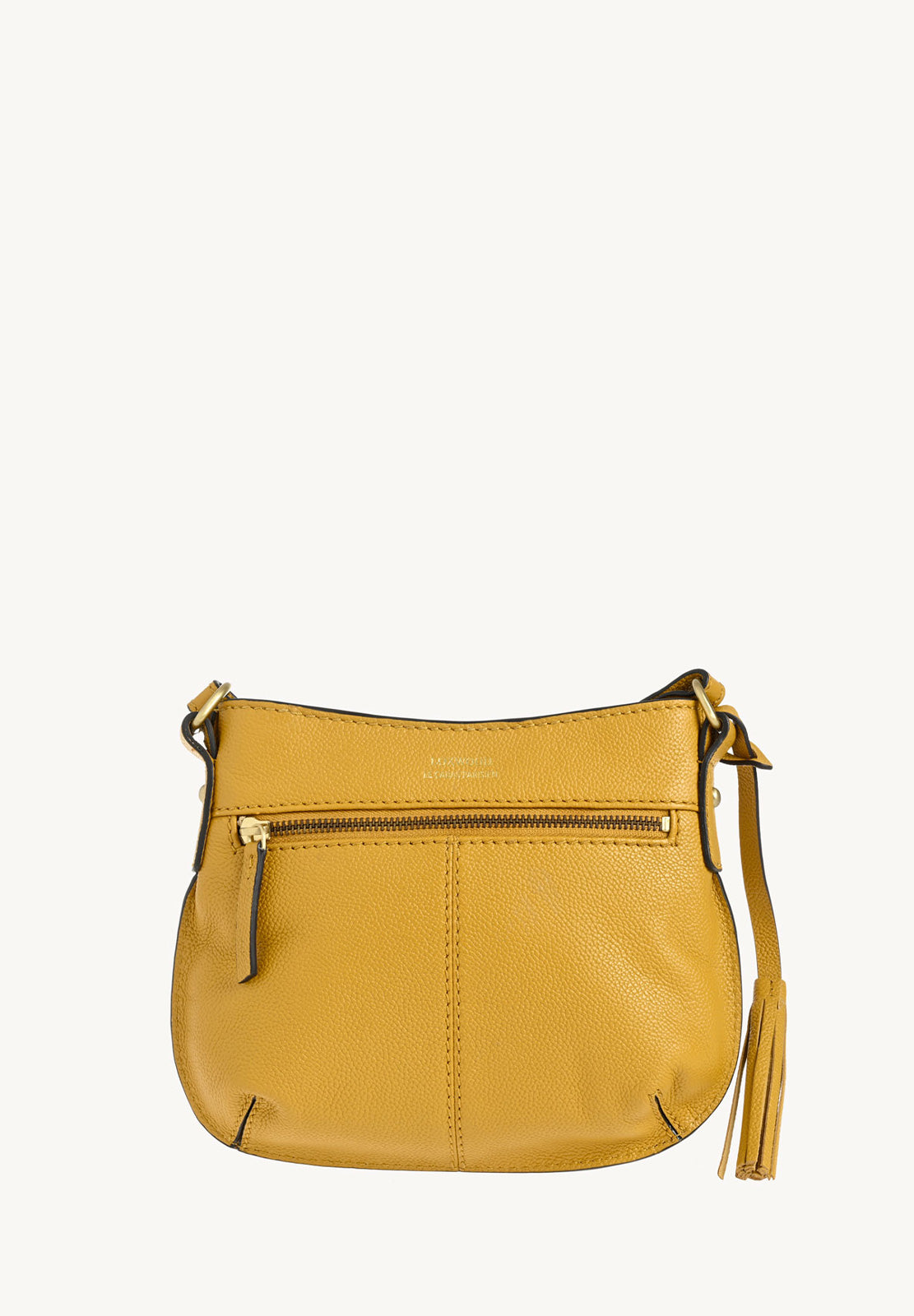 MINI CELIA - Petit sac besace en cuir grainé Moutarde