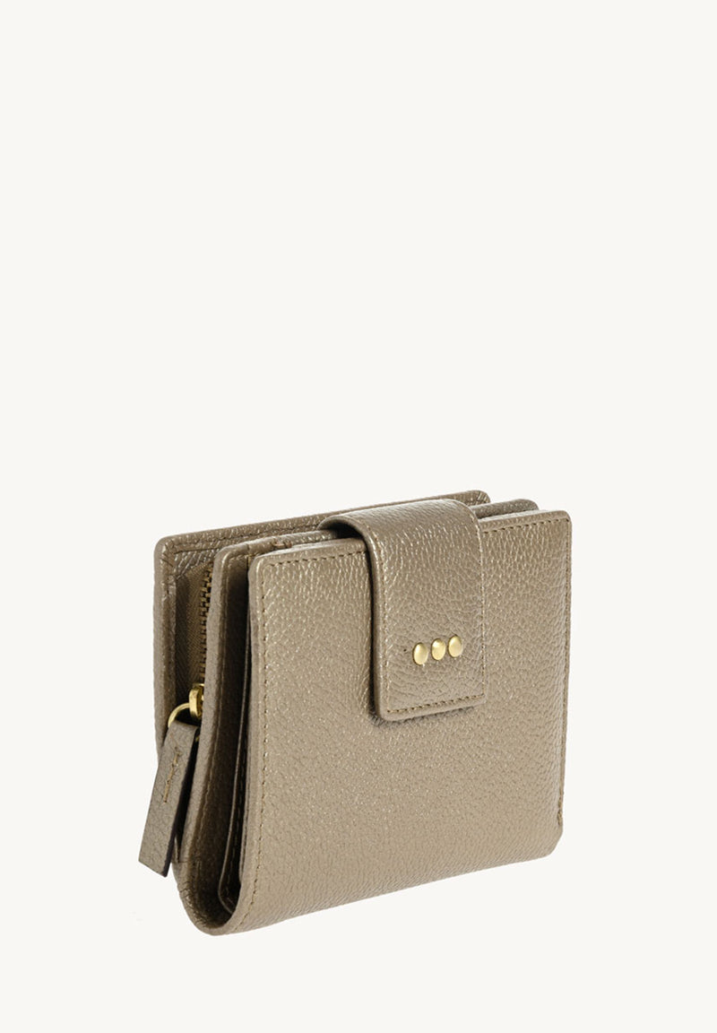 Petit portefeuille à dos à dos - Cuir grainé Bronze