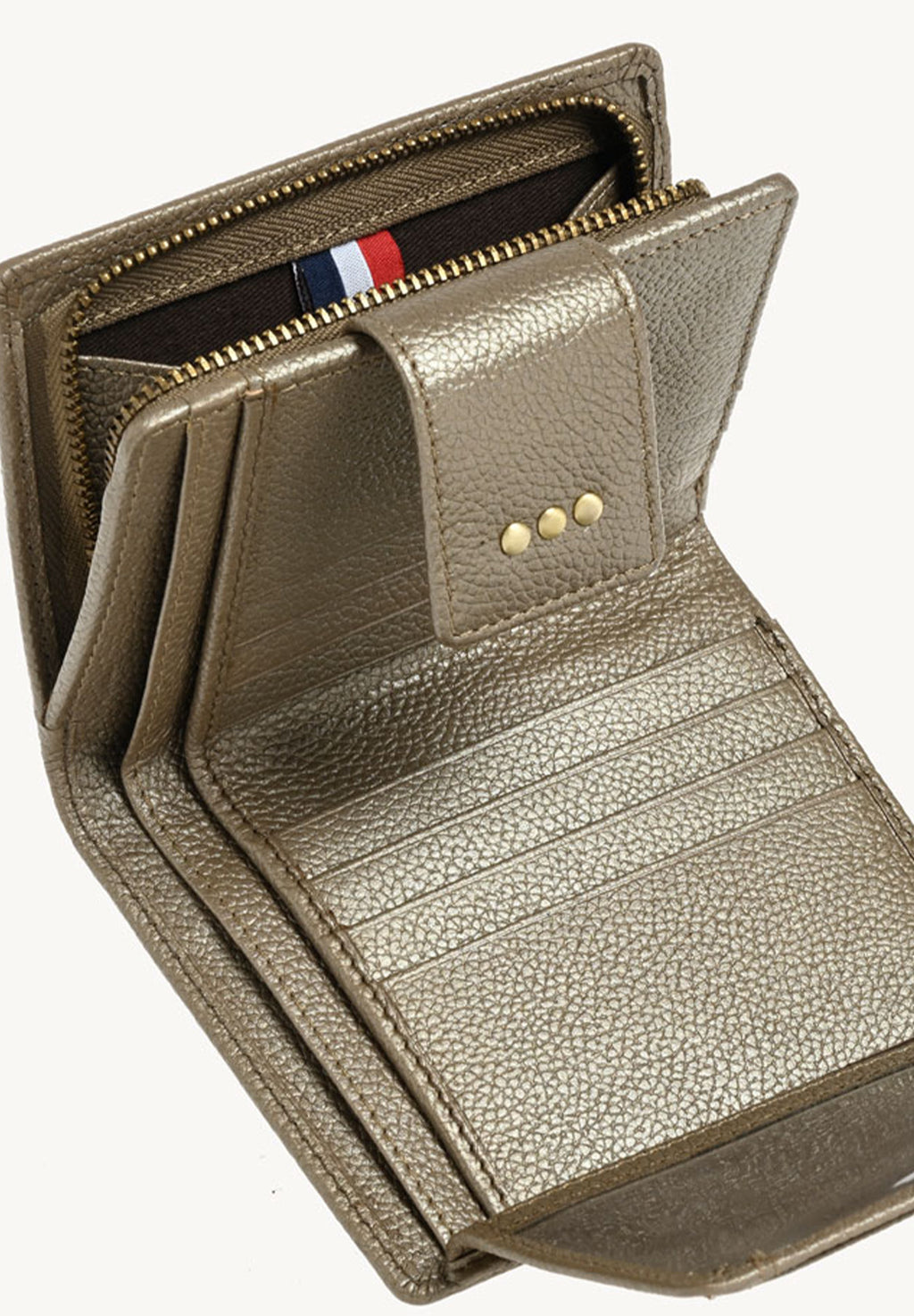 Petit portefeuille à dos à dos - Cuir grainé Bronze