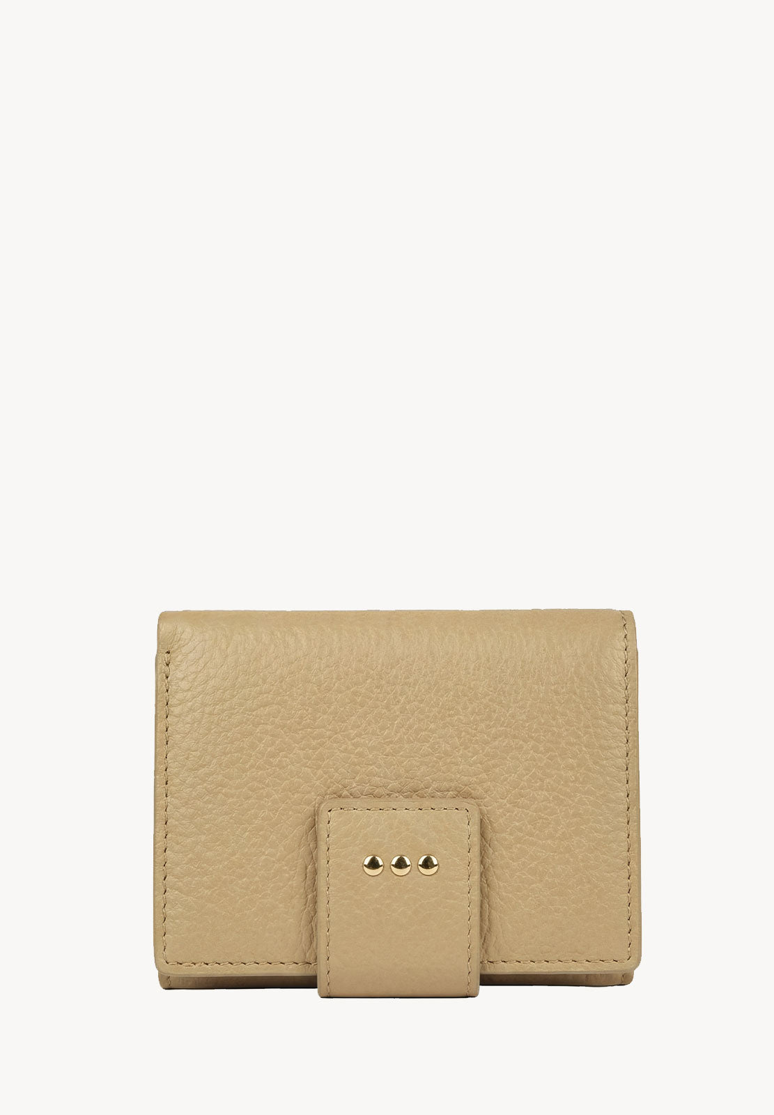 Small back-to-back wallet - Champagne grained leather