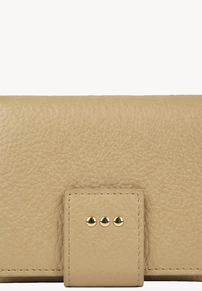 Small back-to-back wallet - Champagne grained leather