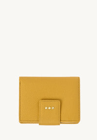 Petit portefeuille à dos à dos - Cuir grainé Moutarde
