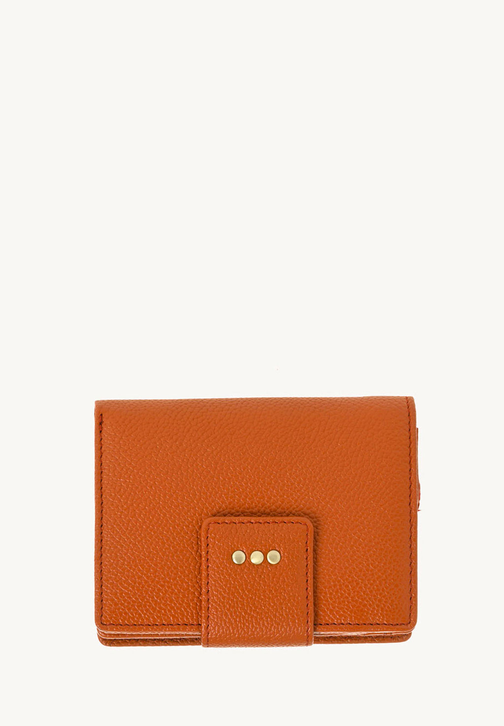 Small back-to-back wallet - Orange grained leather