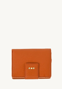 Small back-to-back wallet - Orange grained leather