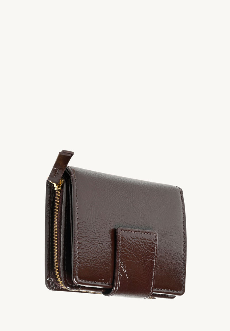 Petit portefeuille à dos à dos en cuir vernis