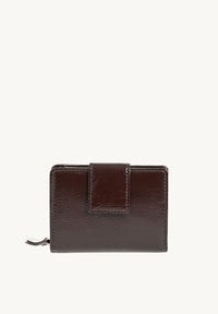 Petit portefeuille à dos à dos en cuir vernis