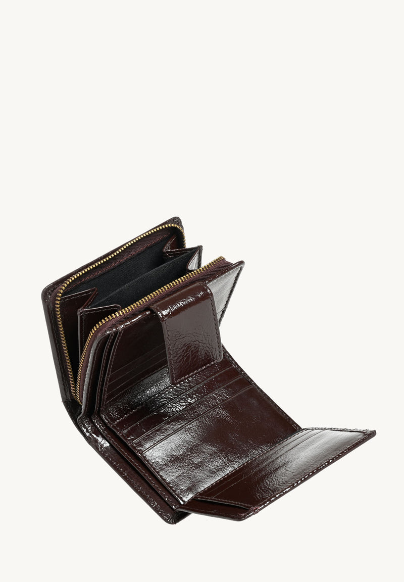 Petit portefeuille à dos à dos en cuir vernis