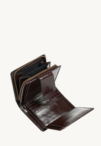 Petit portefeuille à dos à dos en cuir vernis