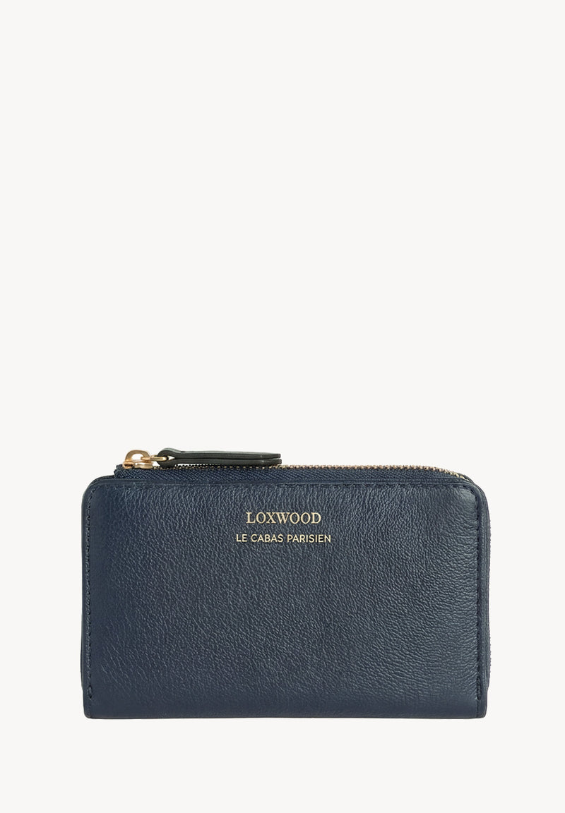 JONAH - Grained Leather Zip Wallet Midnight Blue