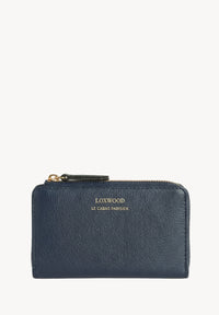 JONAH - Grained Leather Zip Wallet Midnight Blue