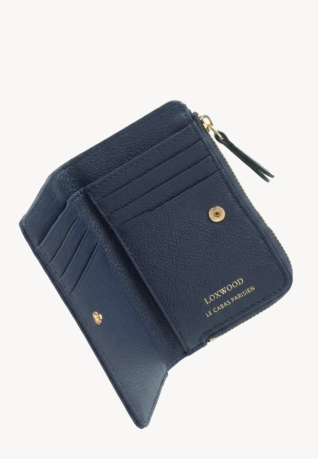 JONAH - Grained Leather Zip Wallet Midnight Blue