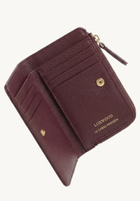 JONAH - Grained Leather Zip Wallet Burgundy