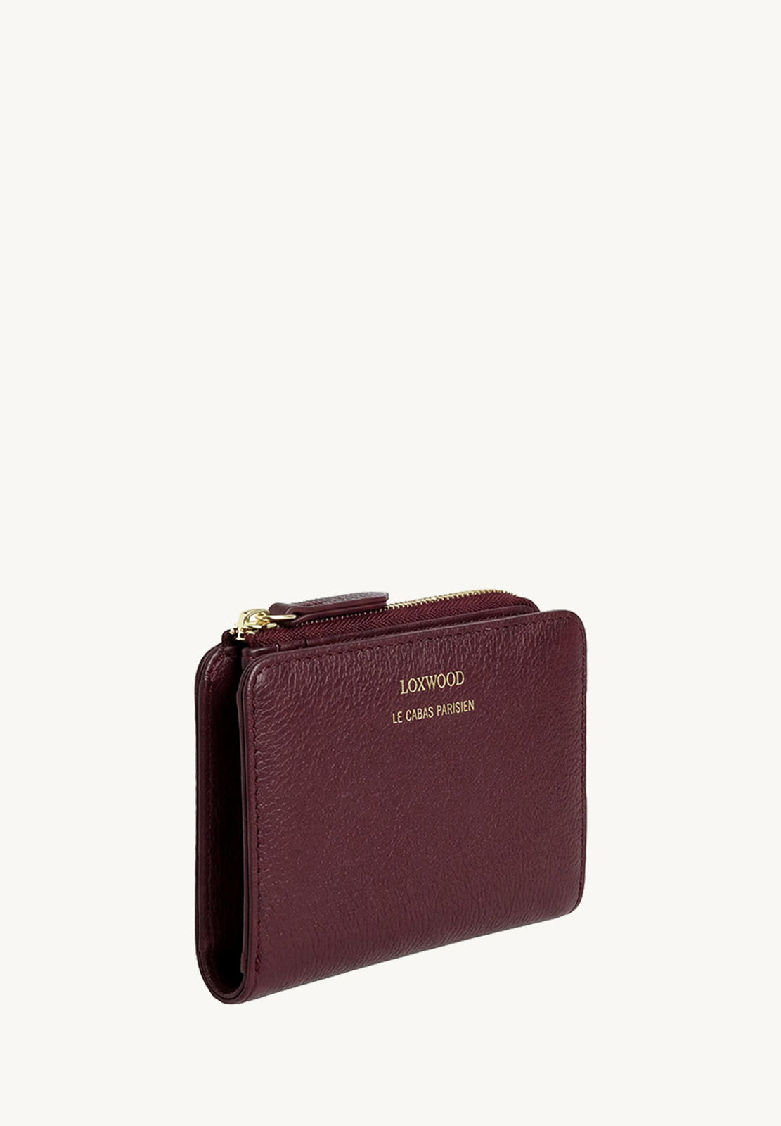 JONAH - Grained Leather Zip Wallet Burgundy