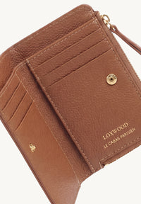 JONAH - Brandy Grained Leather Zip Wallet