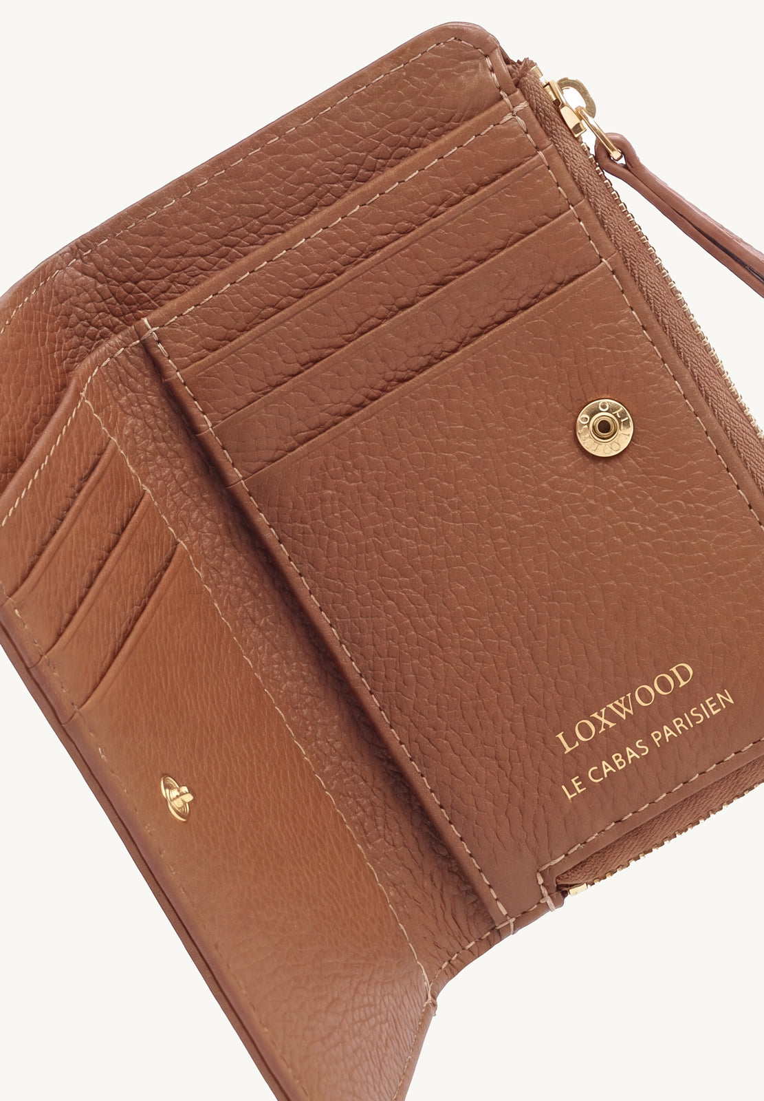 JONAH - Brandy Grained Leather Zip Wallet