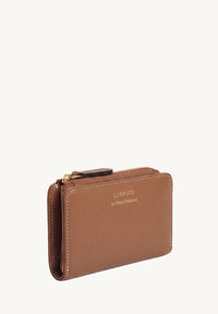JONAH - Brandy Grained Leather Zip Wallet