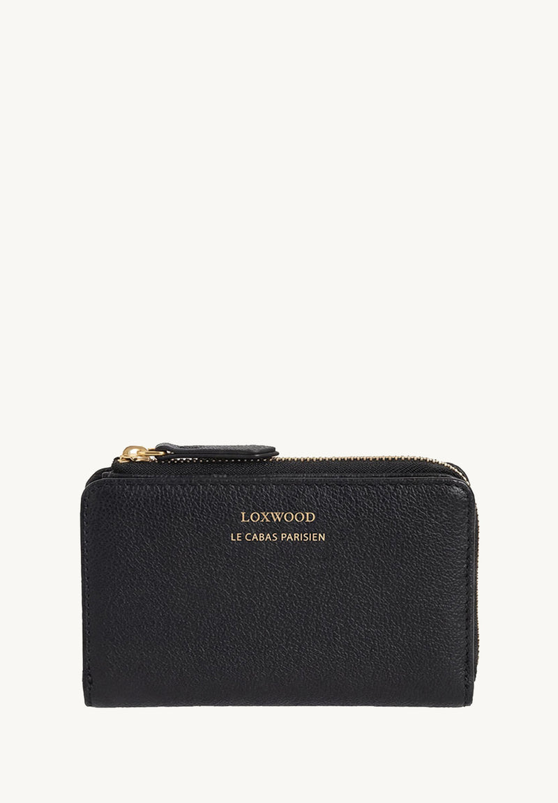 JONAH - Grained Leather Zip-Around Wallet Black