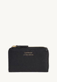 JONAH - Grained Leather Zip-Around Wallet Black