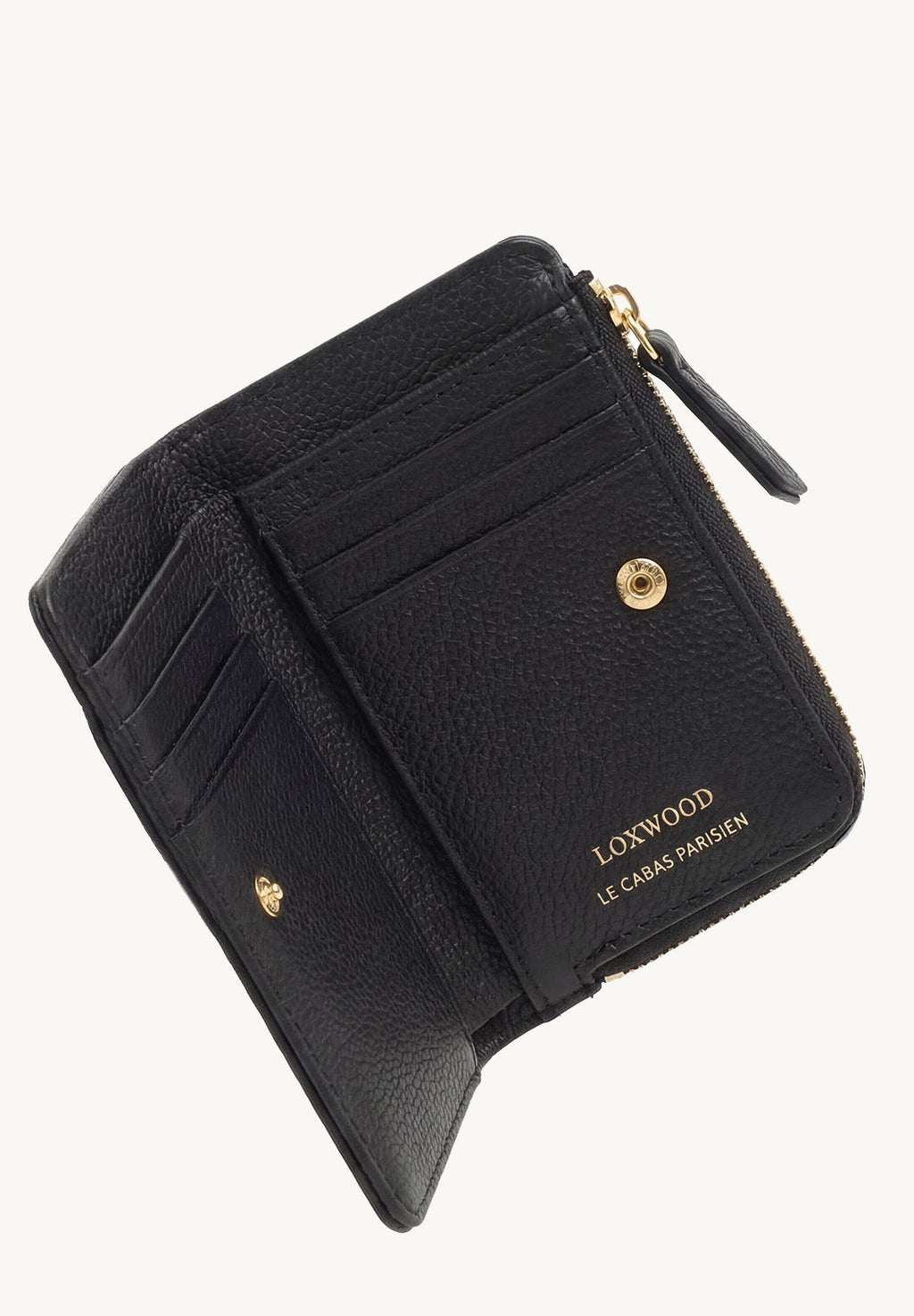 JONAH - Grained Leather Zip-Around Wallet Black