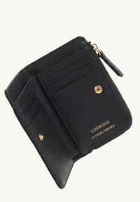 JONAH - Grained Leather Zip-Around Wallet Black