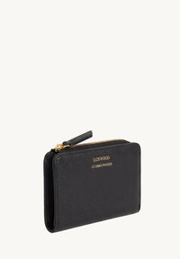 JONAH - Grained Leather Zip-Around Wallet Black