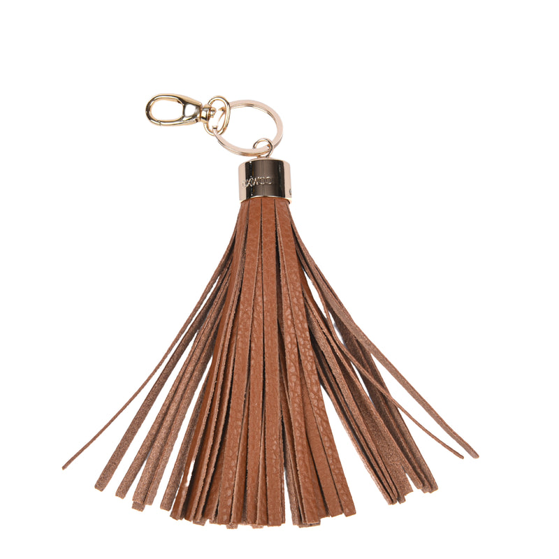 FORGET ME NOT - Grained leather pompom keyring