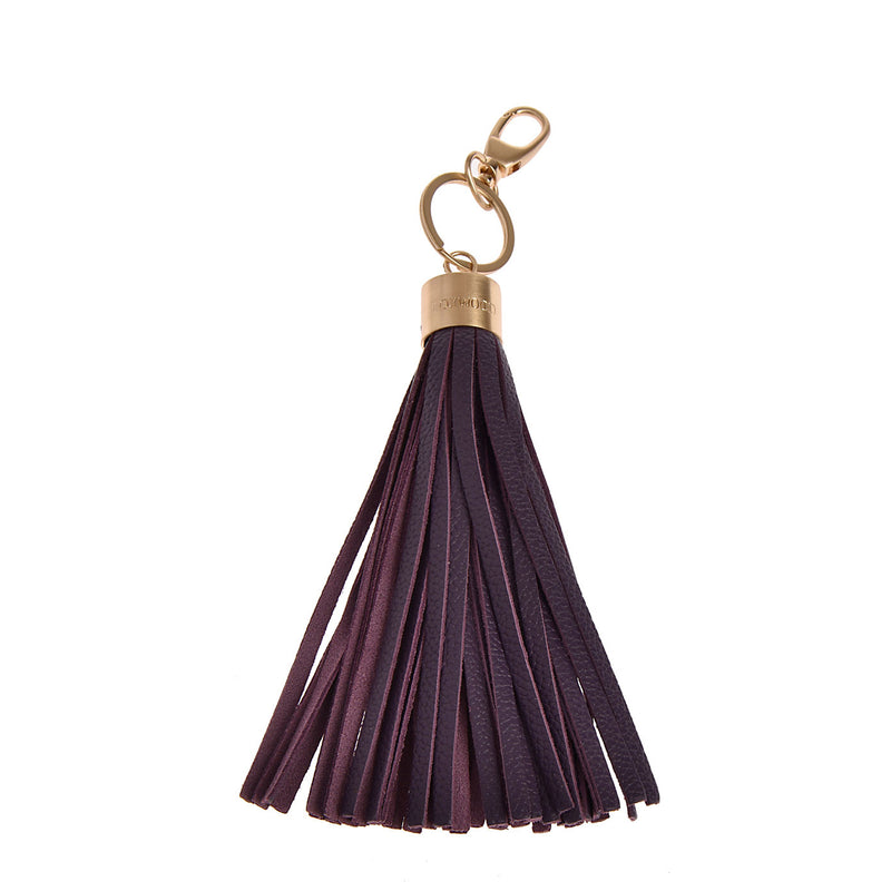 FORGET ME NOT - Grained leather pompom keyring