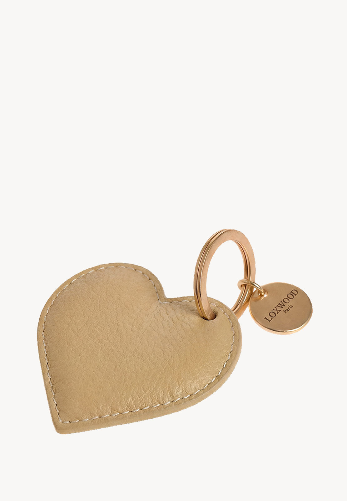 Porte-clés Cœur - Cuir grainé avec médaille