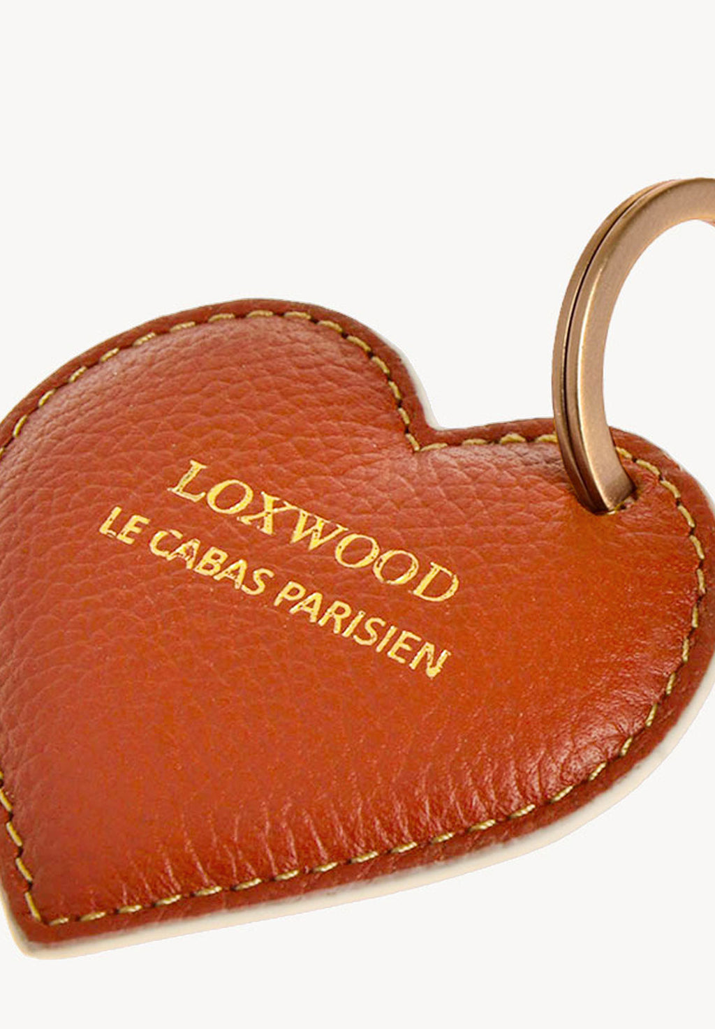 Porte-clés Cœur - Cuir grainé avec médaille