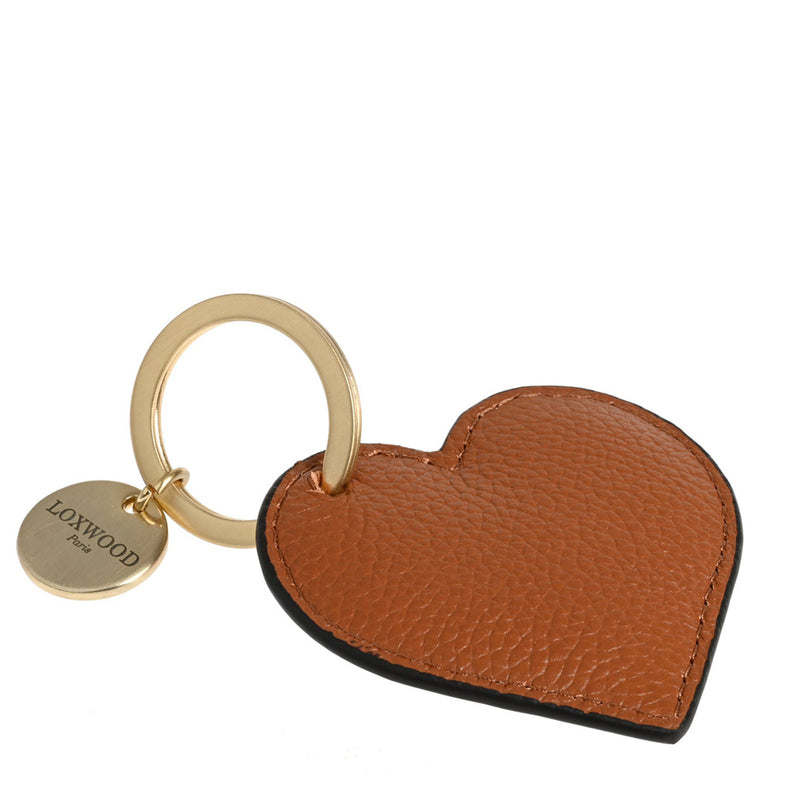 HEART KEY RING - Grained leather