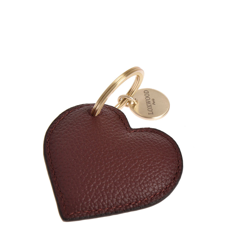 HEART KEY RING - Grained leather