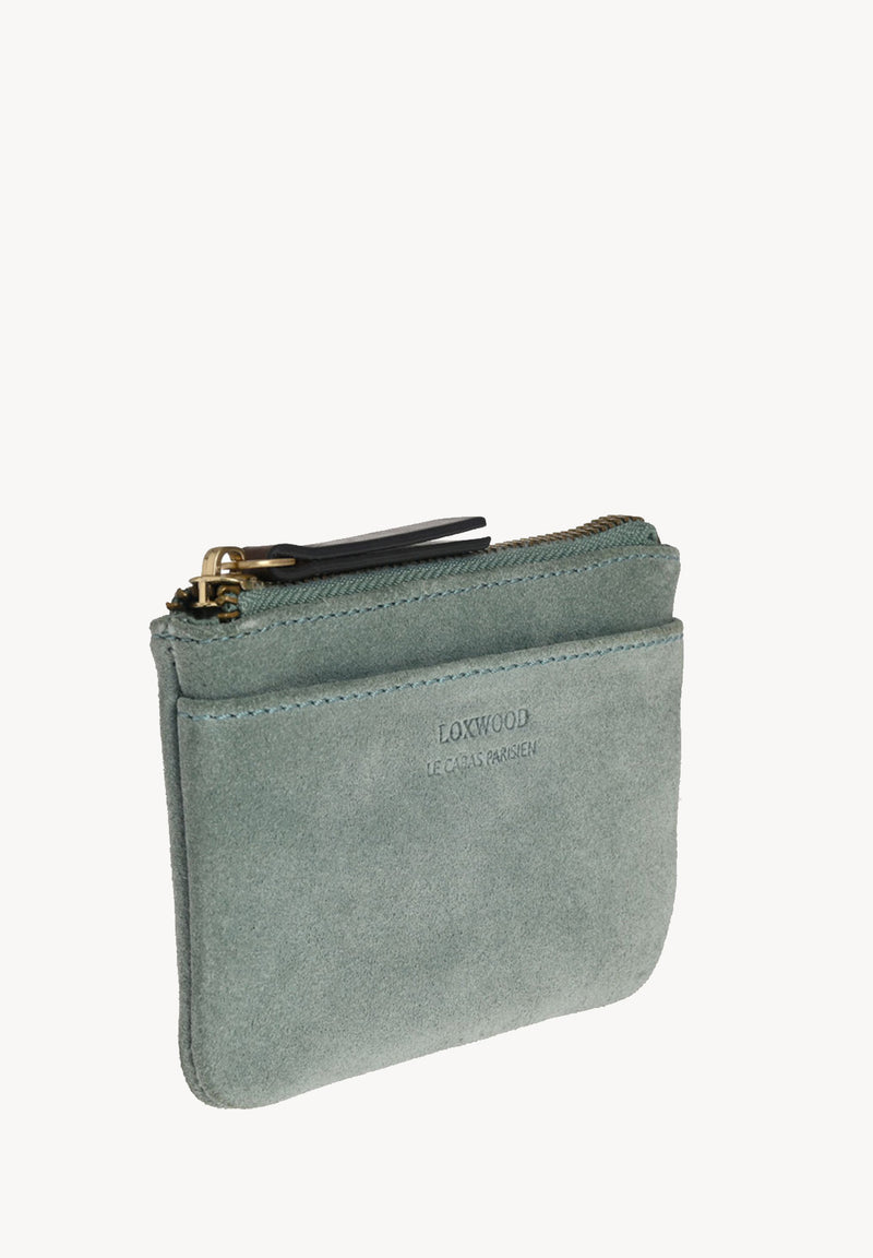 ZOÉ - Petit porte-monnaie zippé en cuir velours